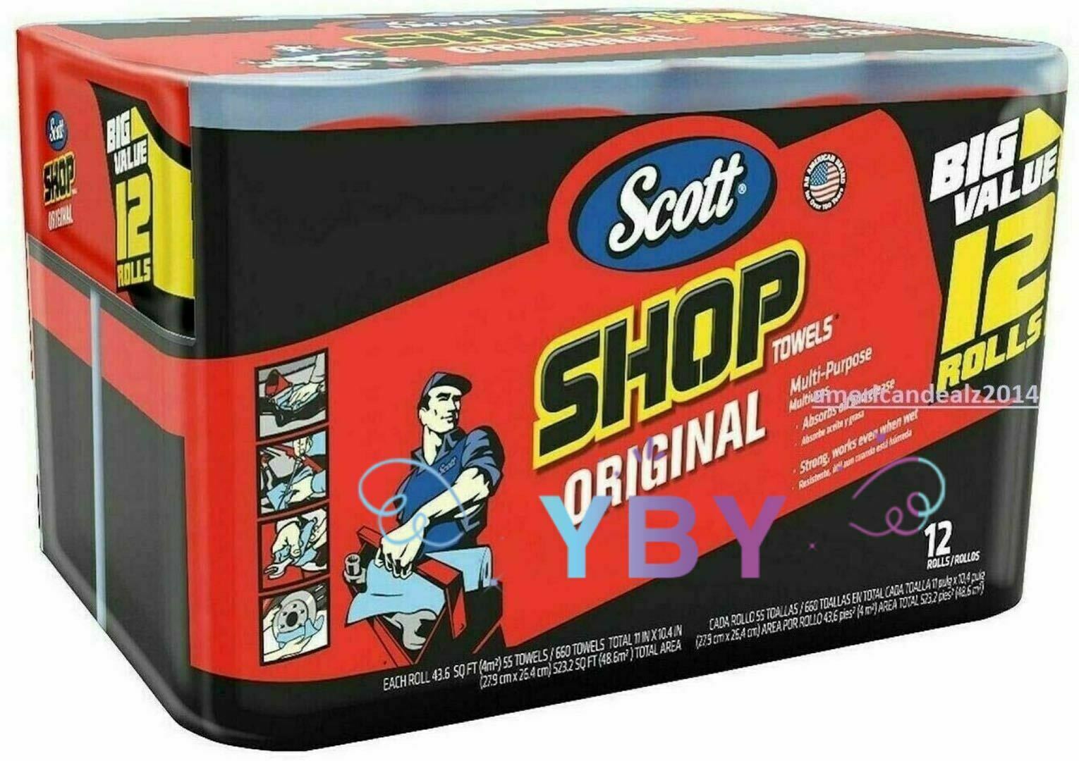 SCOTT Blue Original Multi Purpose Paper Shop Towels 55 Sheets Roll 24 Rolls