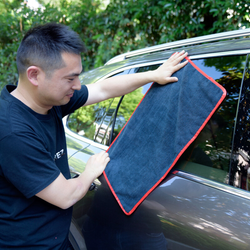 6 Pcs Microfiber Car Drying Towels Hemming Super Absorbent 16″x24″ Black