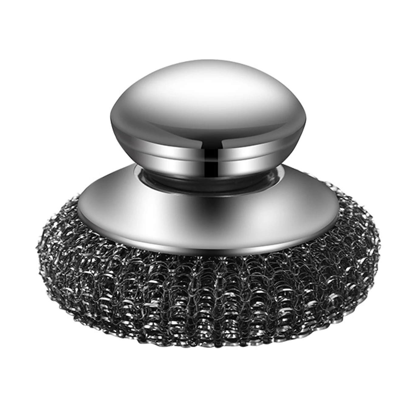 1PC Steel Wool Scrubber with Handle Stainless Steel Cleaning Brushes Cleaning Di