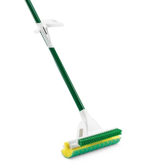 Nitty Gritty Roller Sponge Mop with Scrub Brush Green Steel Handle