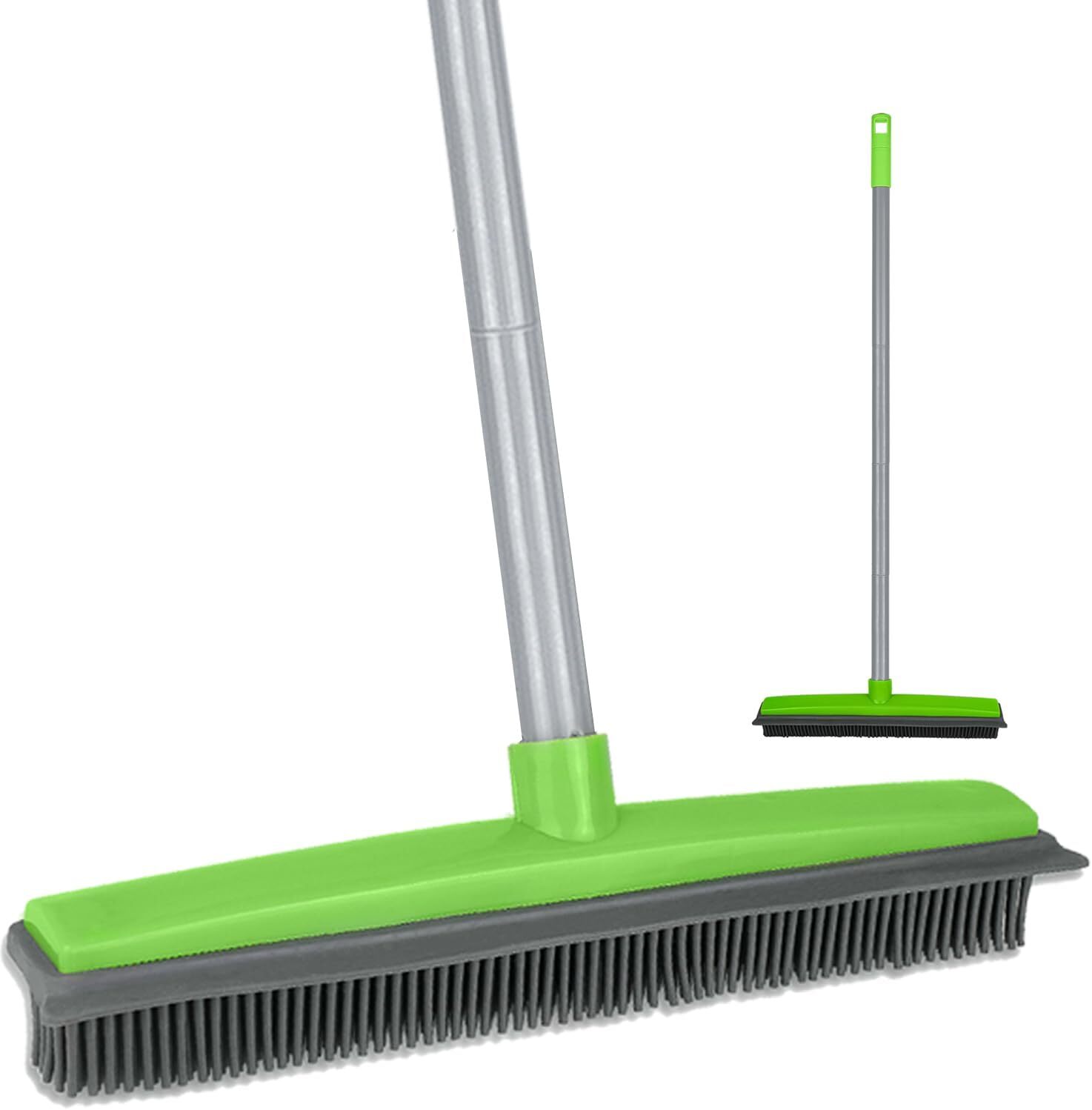 Rubber Silicone Broom Pet Hair Remover, with Telescoping Handle 31 in to 58 inch