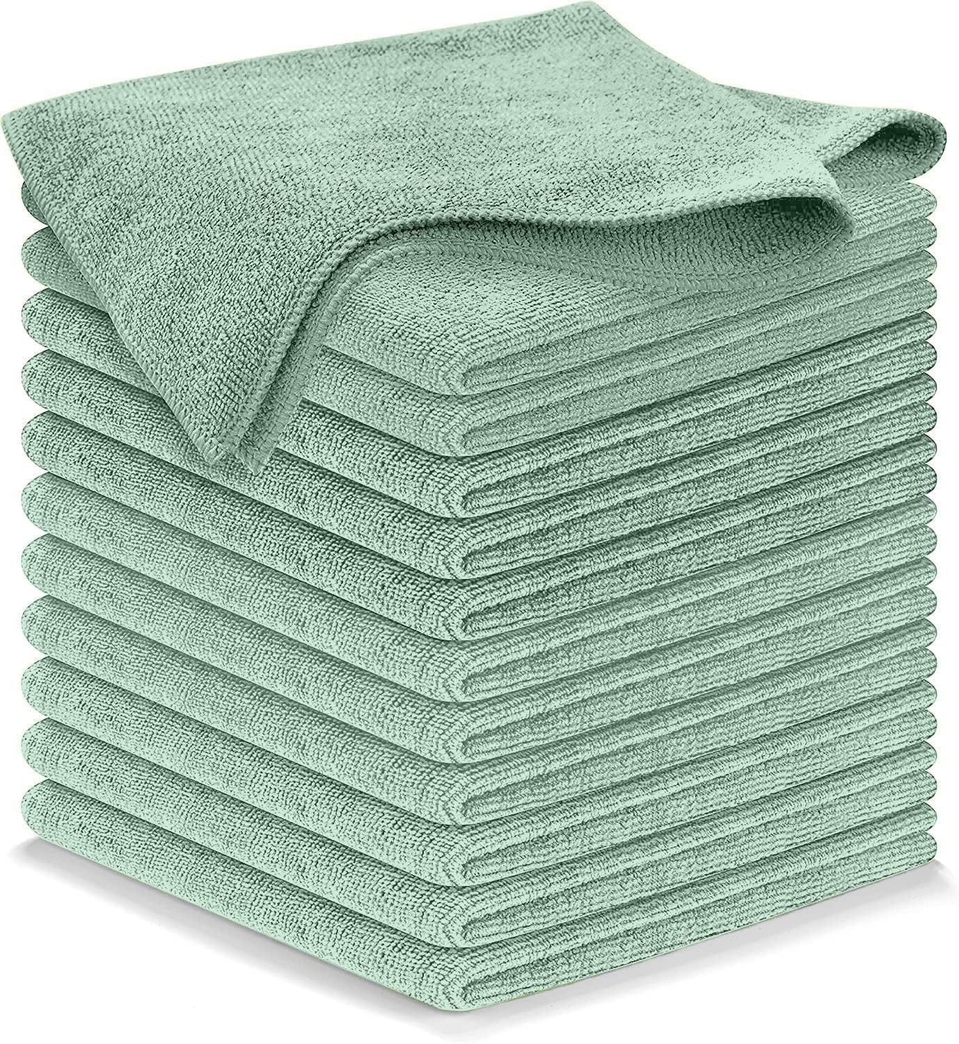 12 Pack Microfiber Cleaning Cloth Ultra Absorbent Car Wash Towels Green USA NEW!