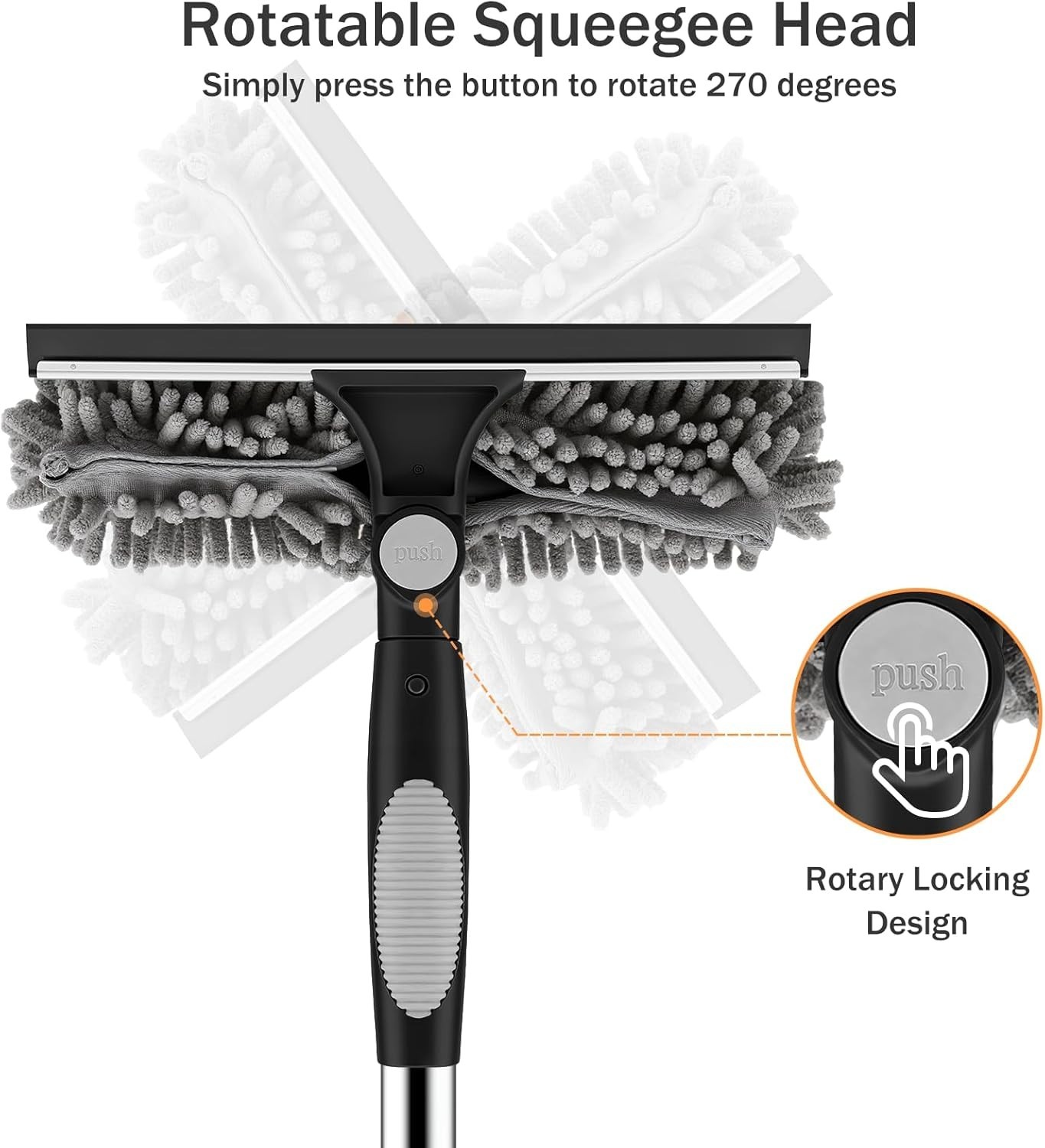 Window Squeegee 2-in-1 Extendable Car & Home Glass Cleaning Kit Telescopic