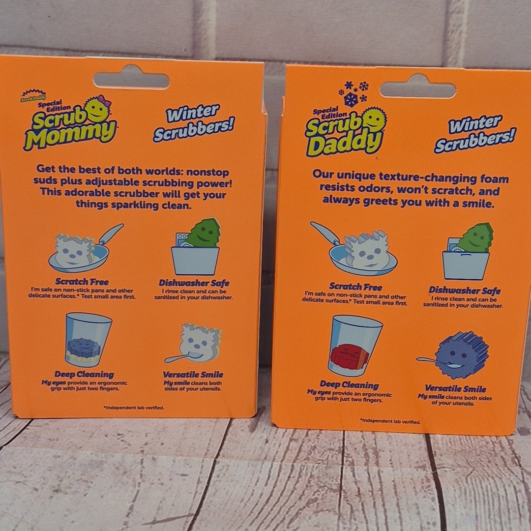 2pc Set Scrub Daddy Special Edition Santa and Snowman Scrubber & Sponge, New
