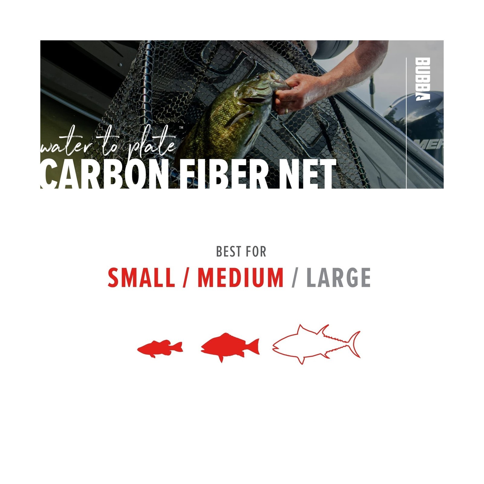 BUBBA Landing Nets – Corrosion Resistant, Non-Slip Grip, Carbon Fiber Shaft