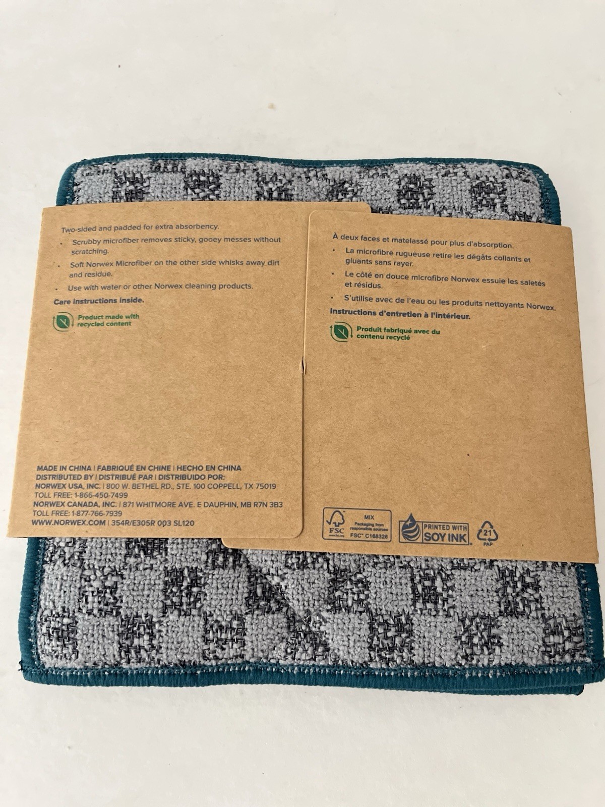 3pk Norwex EnviroScrub pack of 3 6.3×6.3 Enviro Scrub Squares Blue Green Grey