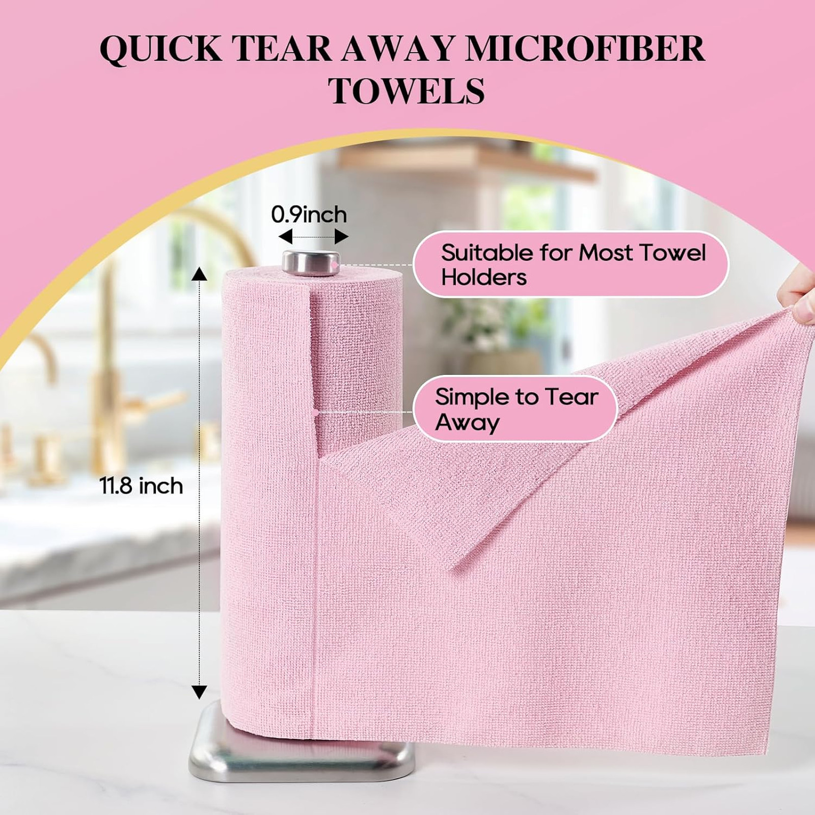 Microfiber Cleaning Cloth Roll 90 Pack 12×12 Inches Tear Away Reusable Washable
