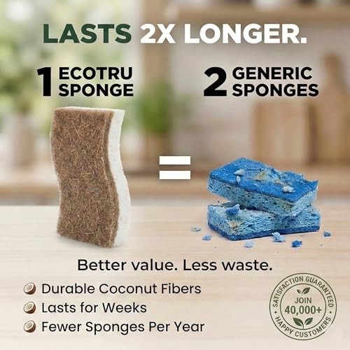 6 Pack Natural Kitchen Sponges Compostable Cellulose