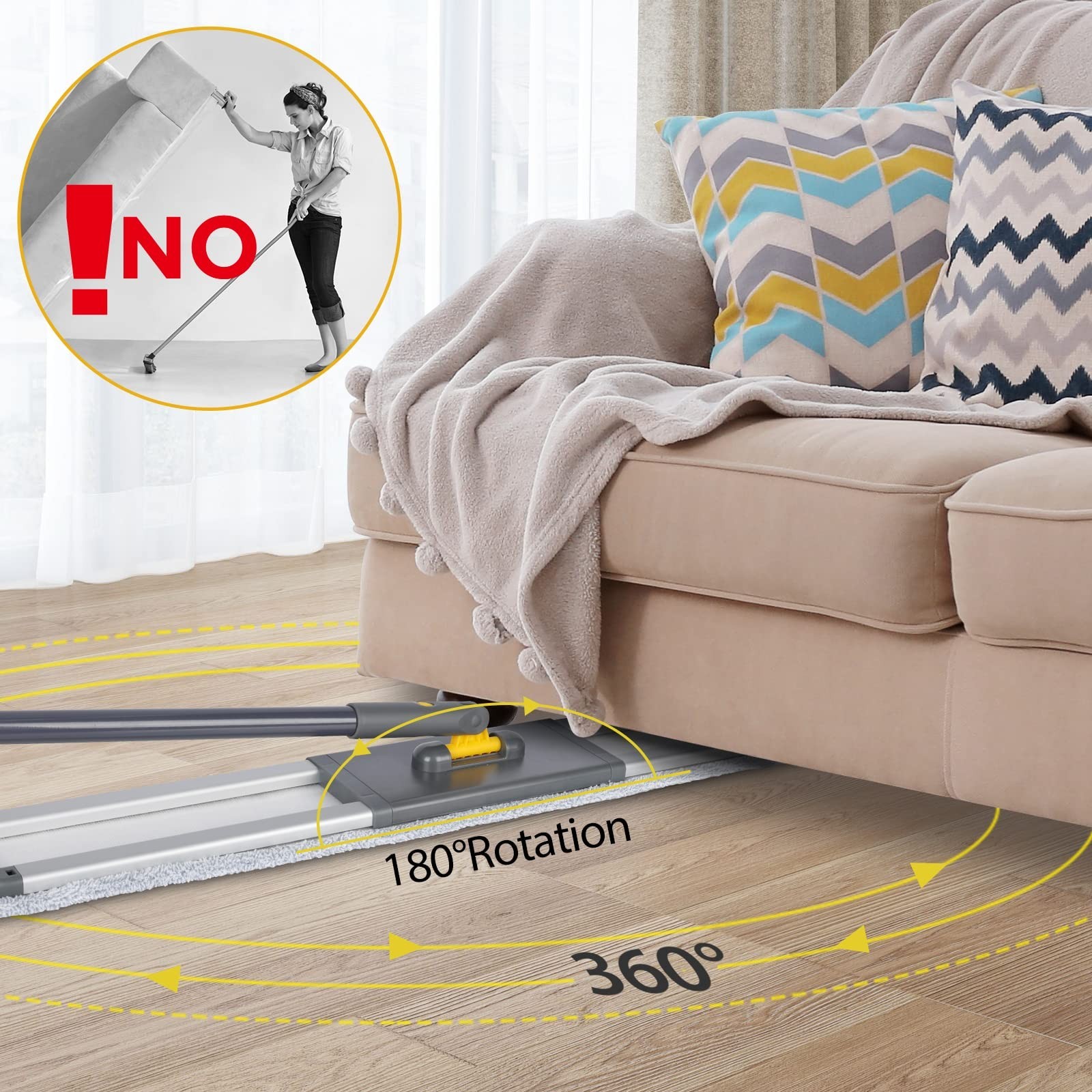 36″ Heavy Duty Industrial Dust Mop – Wet & Dry Floor Cleaning, Telescopic Handle