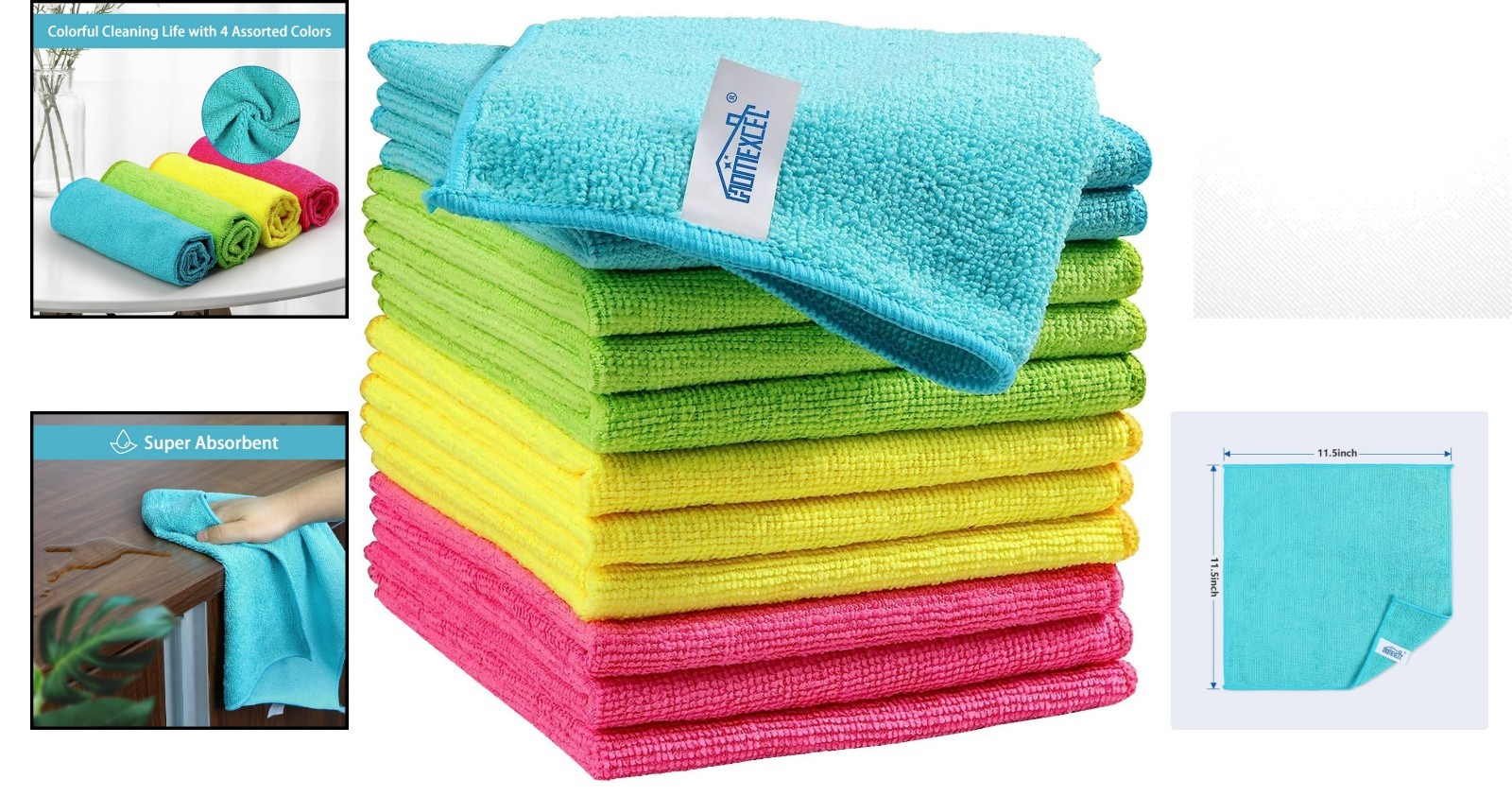 12 Pack Microfiber Cleaning Cloths 210GSM, Streak-Free Reusable Towels, 11.5″…