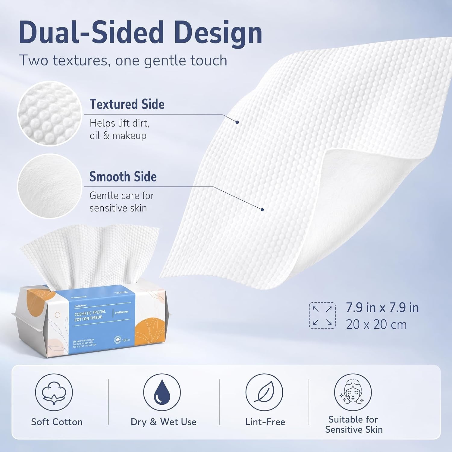 Face Towel Disposable – Ultra Soft Cotton Tissue Dry Wipes – Lint Facial