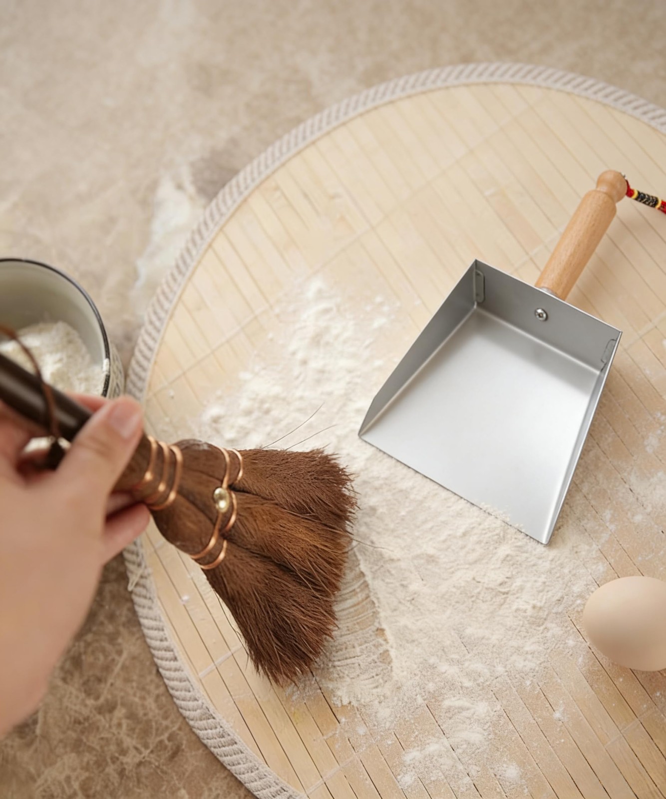 Mini Metal Dustpan and Brush Set, Natural Hand Broom, Stainless Steel Dust Pan
