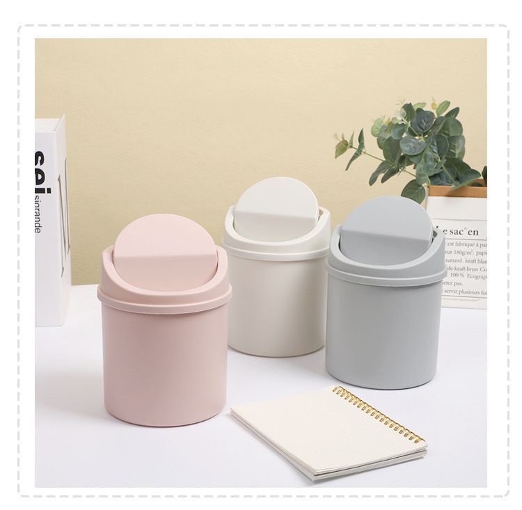 Modern Mini Dustbin Solid Color Desktop Plastic School Office Accessories Kawaii