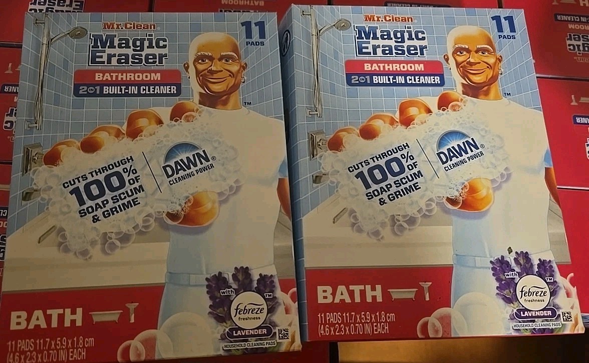 Mr. Clean Magic Eraser Bathroom 2 in 1 Built in Cleaner, 11 Count (Pack Of 2)