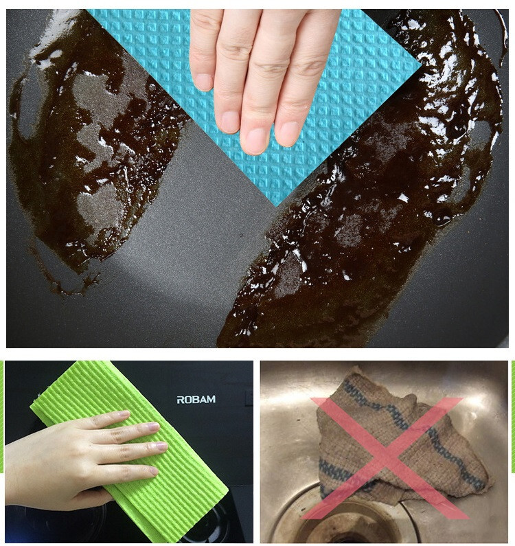 Reusable Cleaning Cellulose Sponge Cloths Absorbent Wipes Clean Kitchen Car Dish
