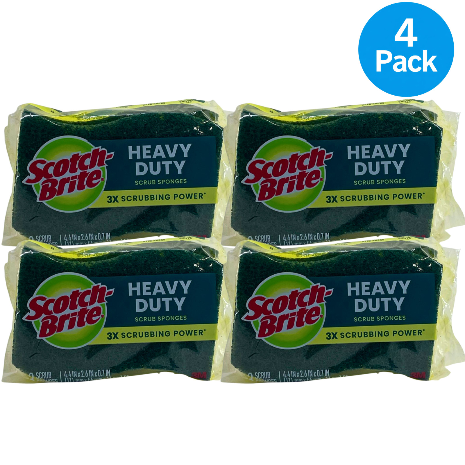 Scotch-Brite Heavy Duty Scrub Sponges 3X Scrubbing Power 2 Count Pack (4 Pack Bu
