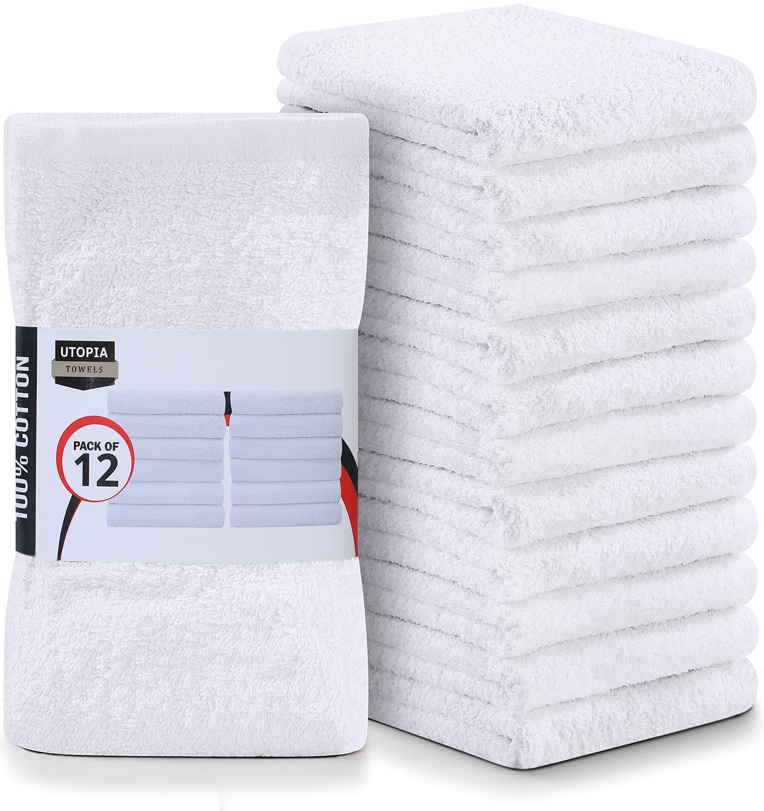 Kitchen Bar Mops, Pack of 12, 16 by 19 Inches, 100% Cotton Super Absorbent Wh…