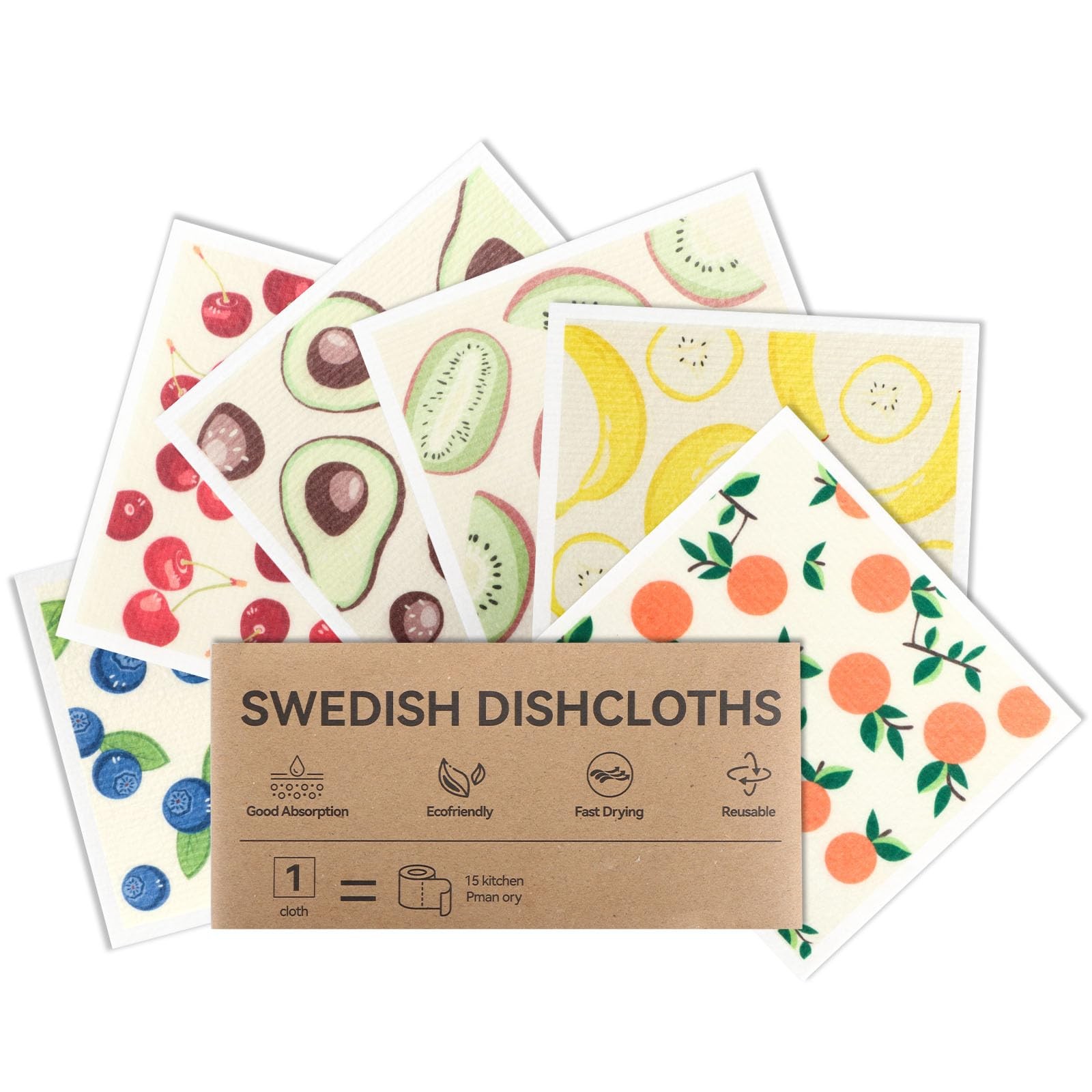 6 PCS Swedish Dishcloths For Kitchen Reusable Washable Super Absorbent Cloth