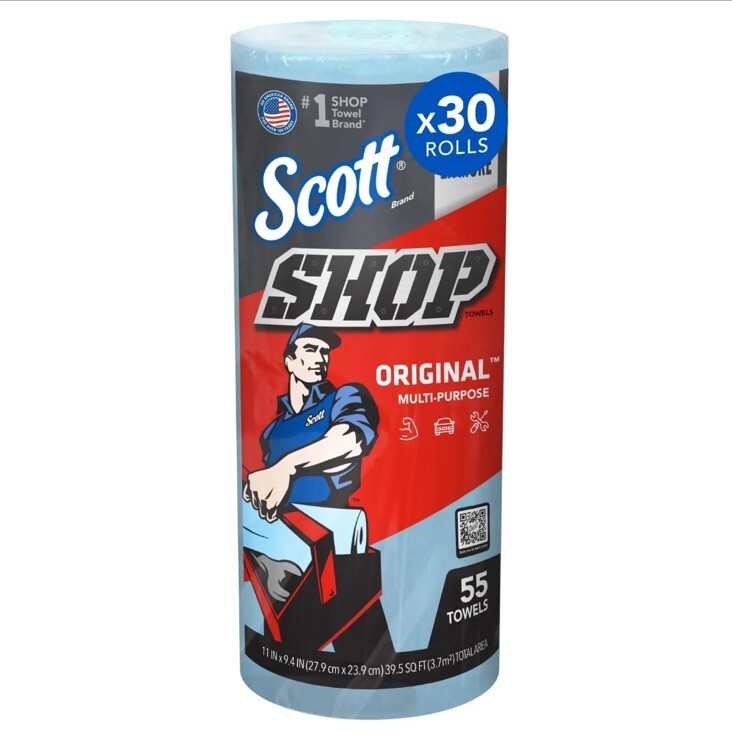Scott Shop Towels Original (75130), Blue Shop Towels, 1 Roll/Pack, 30 Packs/Case
