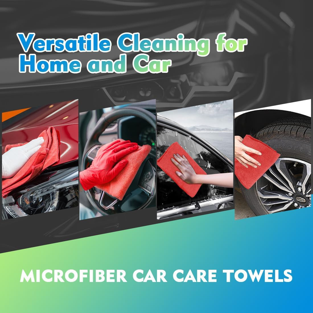 Red Microfiber Cleaning Cloth 12 Pack, 12.5 X 12.5 Inch Microfiber Towels for Ca