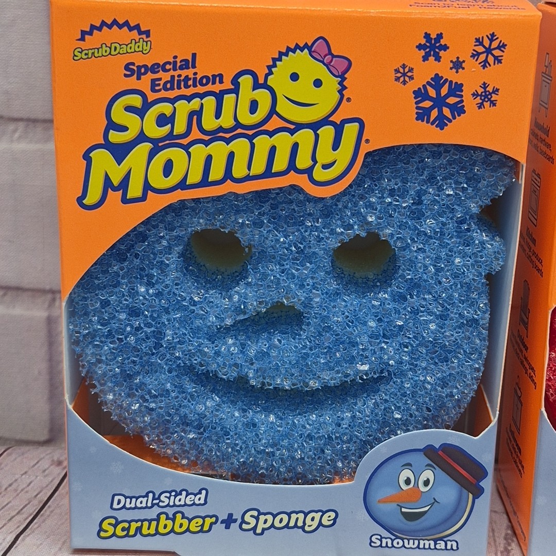 2pc Set Scrub Daddy Special Edition Santa and Snowman Scrubber & Sponge, New