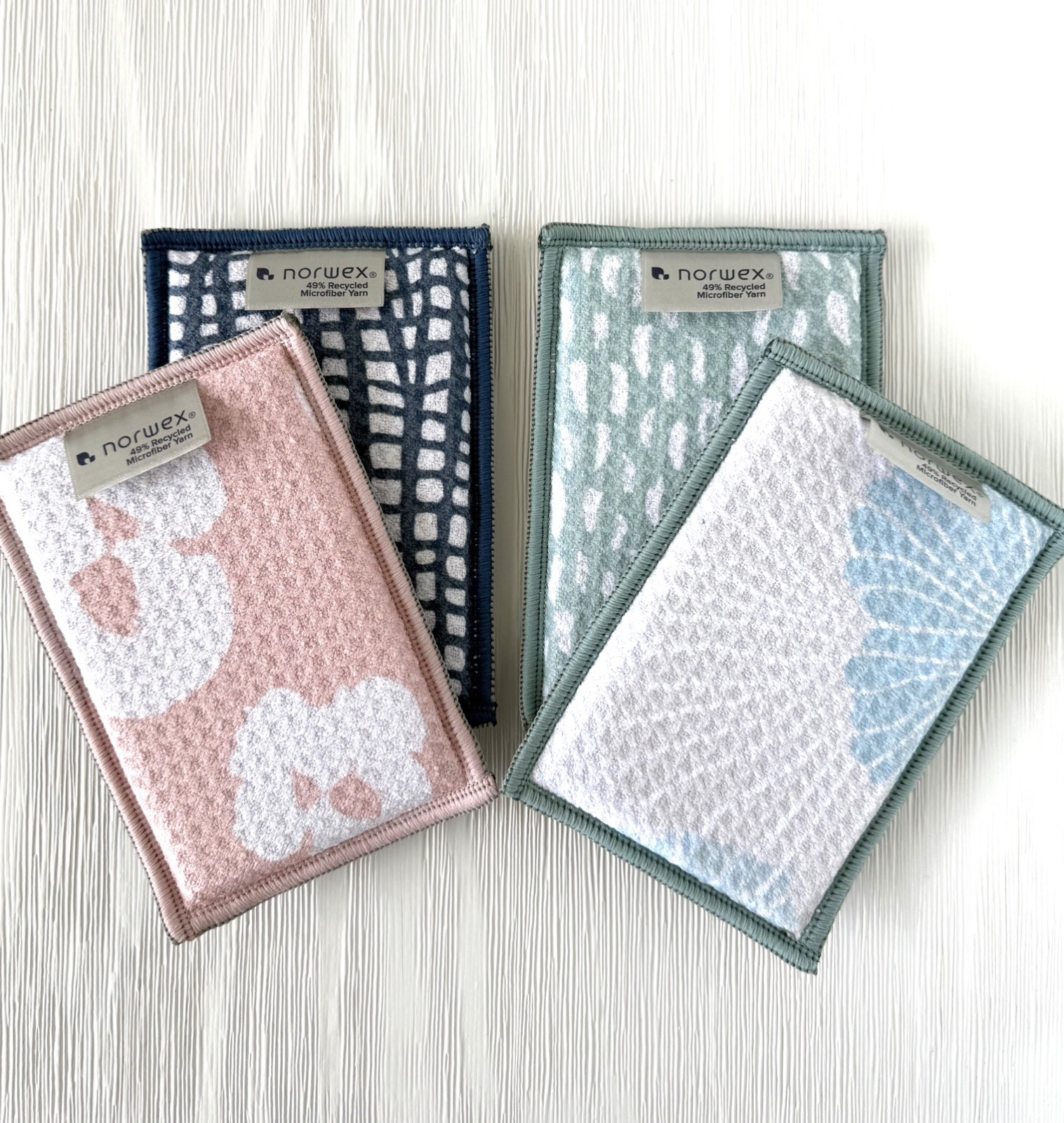 NEW Norwex EnviroSponges Dual-Sided Waffle Weave Sponges Pink Blue Teal 4 Pack