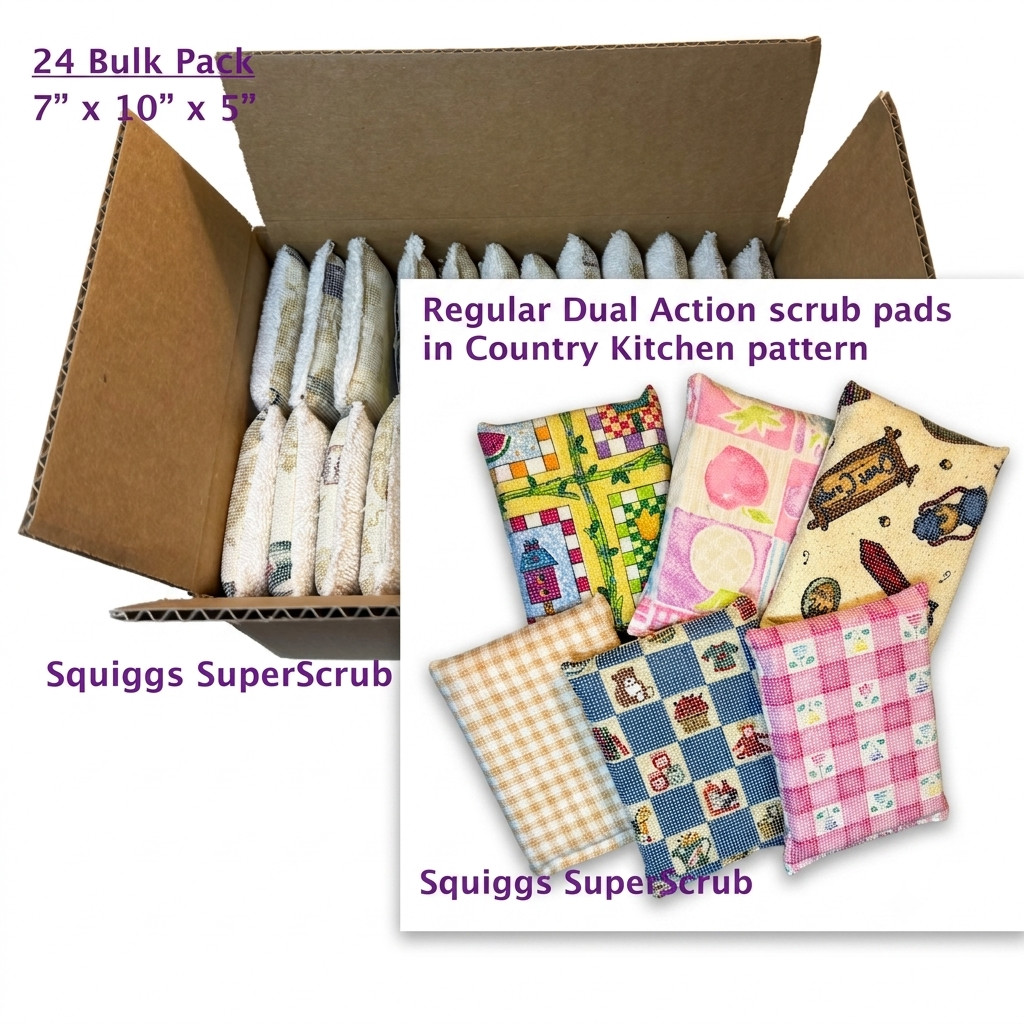 24 Bulk Pack SuperScrub Regular Dual Action Pads Non Scratch Country Kitchen Lot
