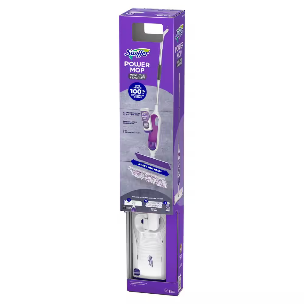 Power Mop Vinyl, Tile and Laminate Floor Starter Kit (1-Power Mop, 2-Pads, Clean