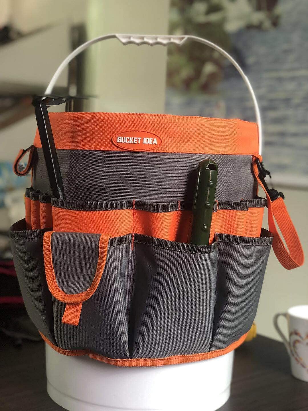 MELOTOUGH Bucket Idea Tool Organizer With 35 Pockets Fits to Orange