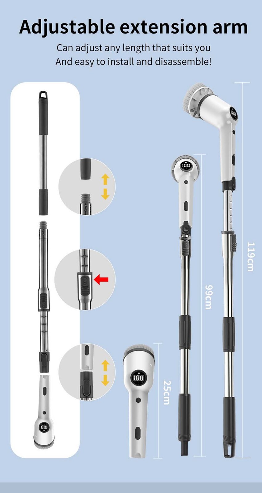 Lightweight Ergonomic Adjustable Intuitive Handheld Wireless 9‑in‑1 Electric Mop