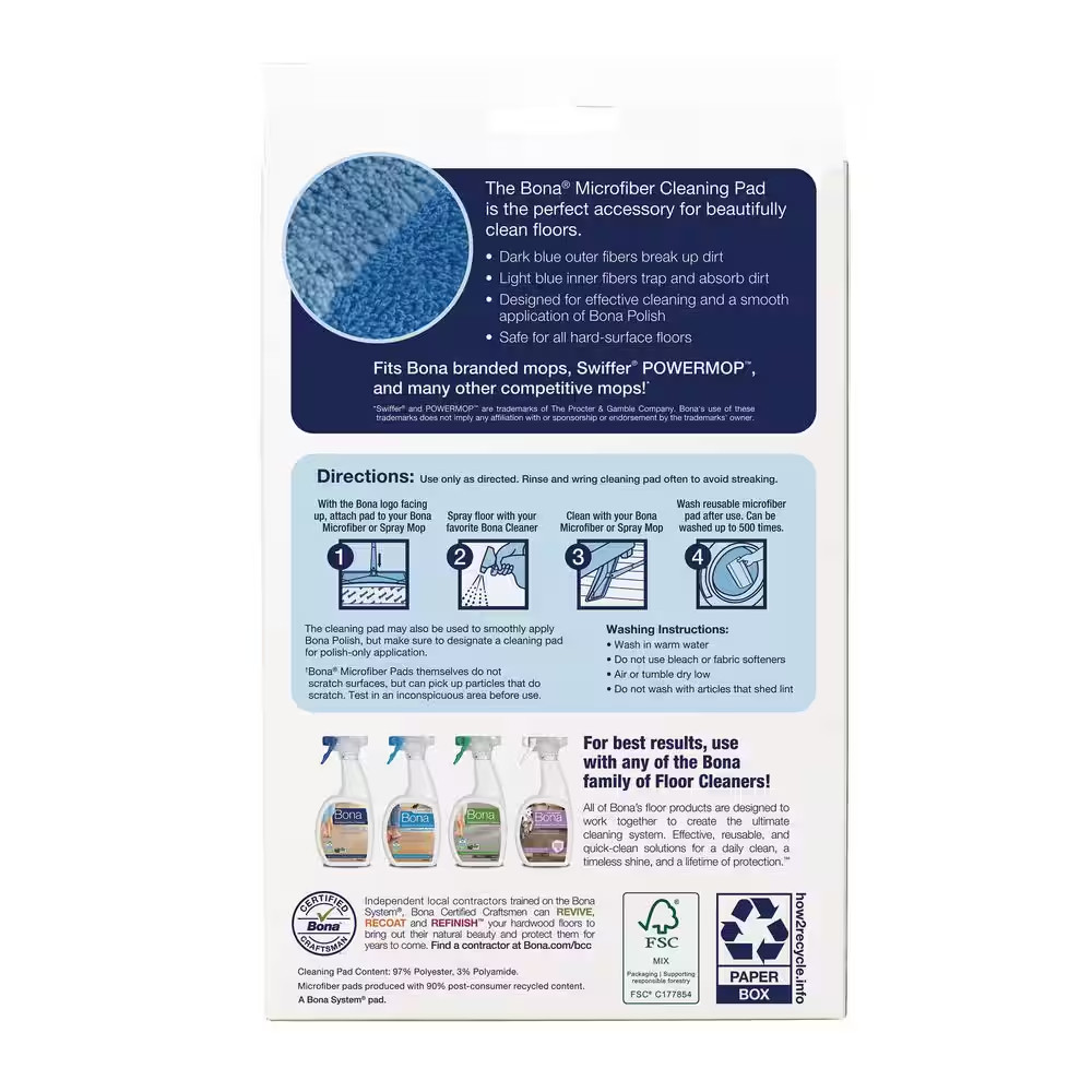Microfiber Wet Mop Pad Refills (3-Count)