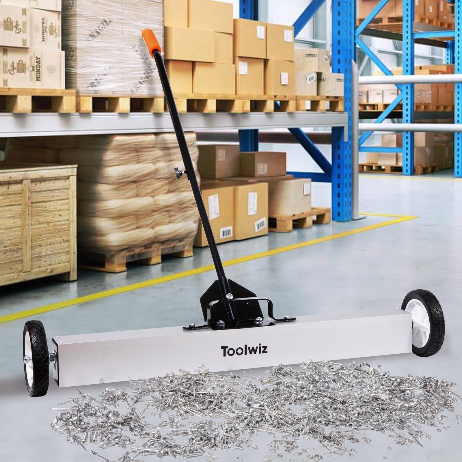36″ Magnetic Sweeper with Wheels – 50 lbs Capacity, Heavy Duty Floor Tool, Teles