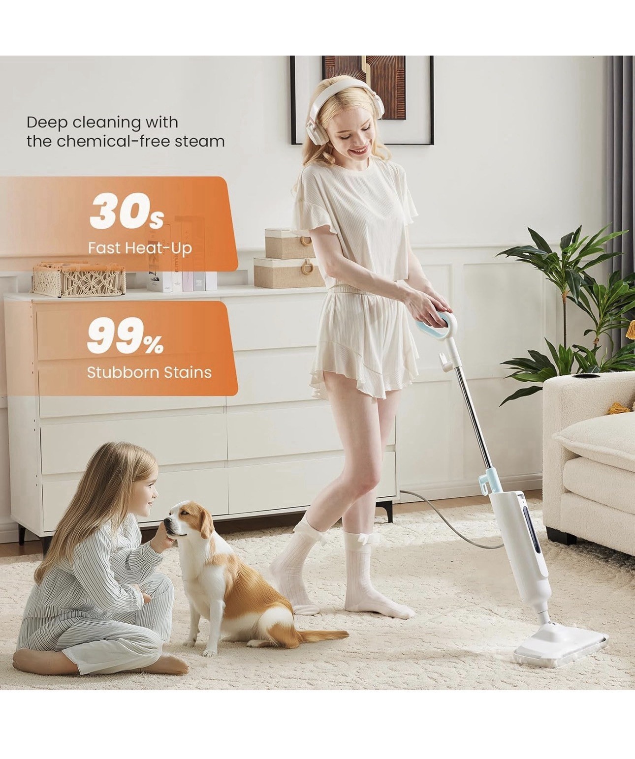 Steam Mop for Floor Cleaning,Lightweight Floor Steamer Cleaner for Hardwood/Tile