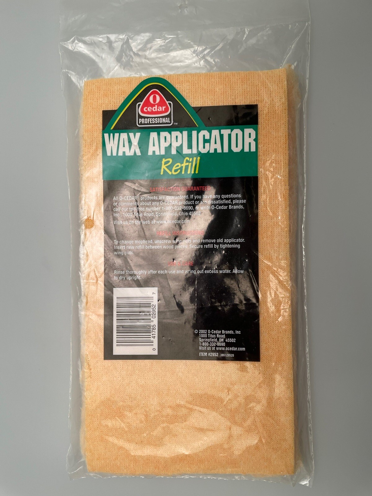 2 O Cedar Professional Hardwood Tile Floor Mop Wax Applicator Refill ~ New #2952