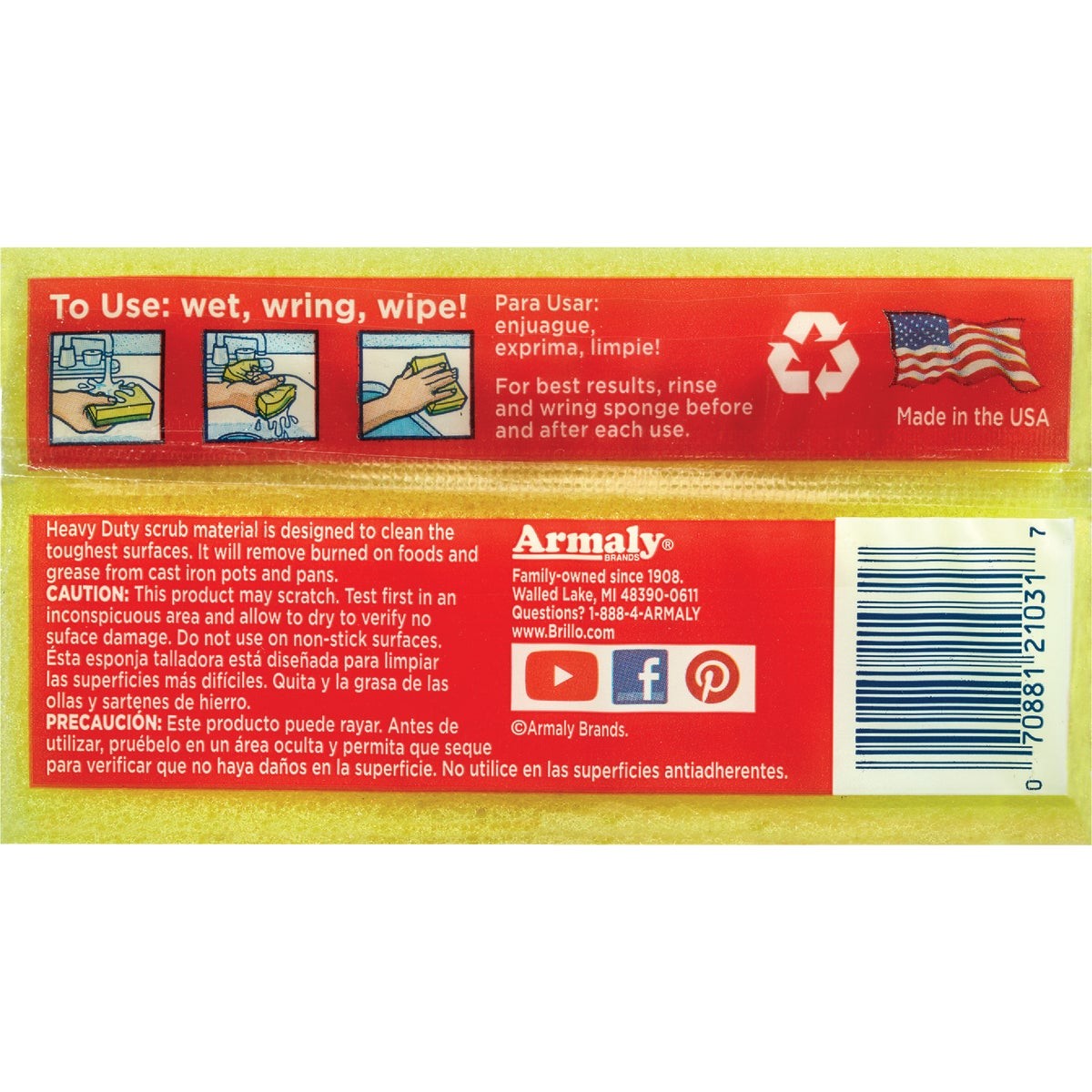Brillo Estracell 4.5 In. x 2.75 In. Heavy Duty Sponge (3-Count) 21031 Brillo