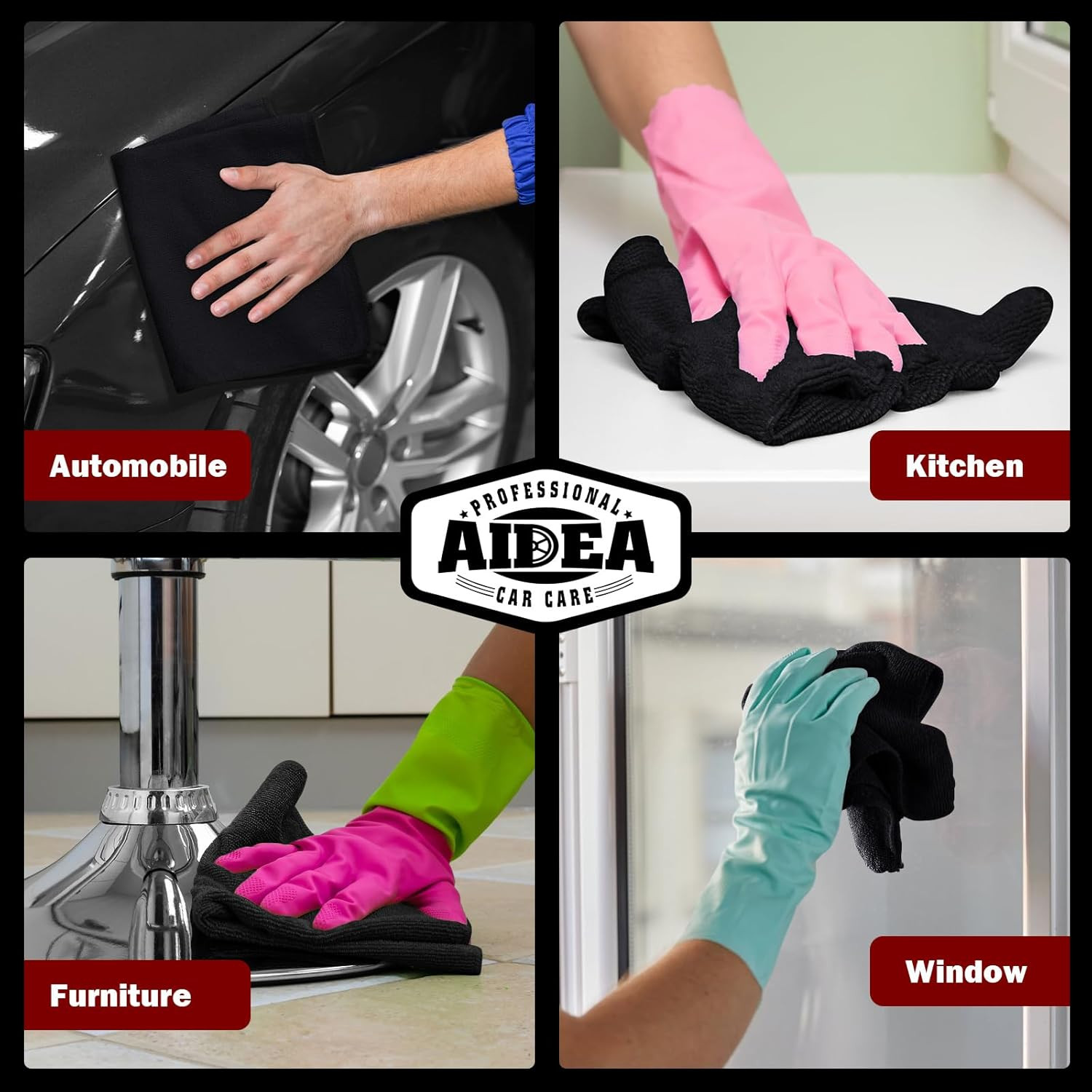 Microfiber Cleaning Cloths 20PK, Lint Free Dusting Rags 12×12″ for Home & Cars