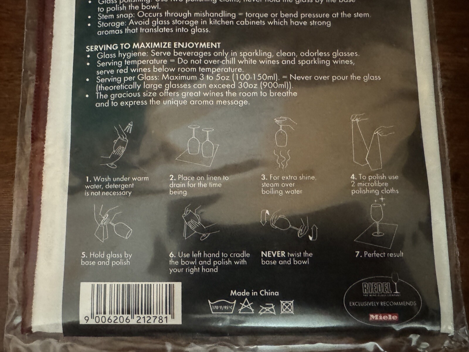Riedel The Wine Glass Company Microfiber Polishing Cloth NEW IN PACKAGE 1 Count