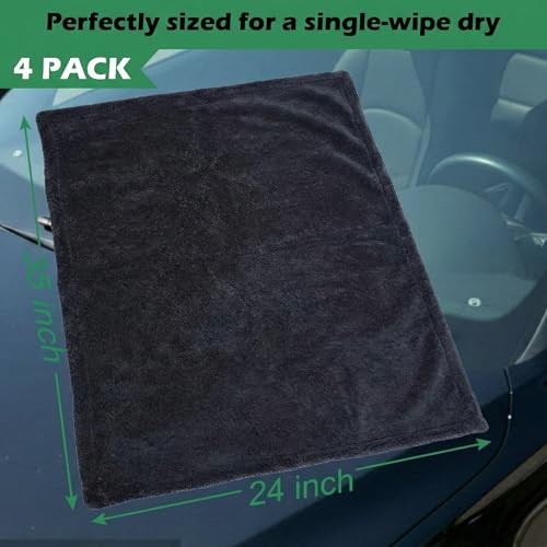 4 Pack 35 x 24 Inch Car Drying Towels 1200 GSM Microfiber Towel for Cars,