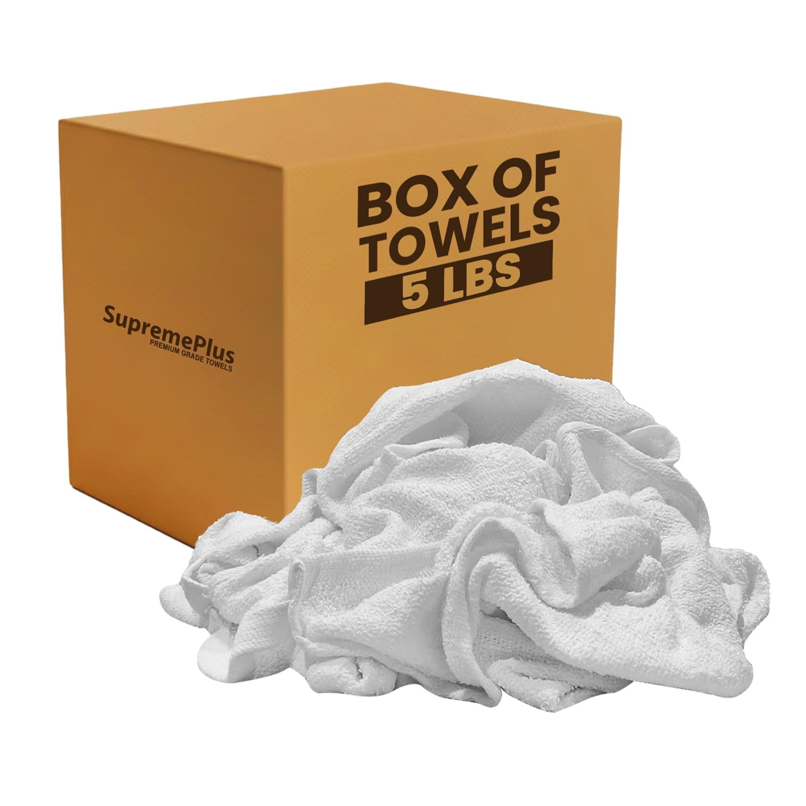 New Terry Towels for Cleaning – 20″x20″ White Cotton Rags for Garage, Shop
