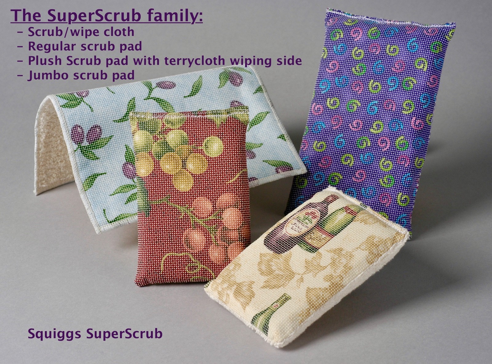 6 Pack SuperScrub Regular Scrub Pads Non Scratch Artsy Fun Pattern Lot