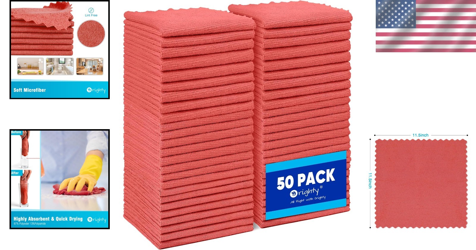 50 Pack Durable Microfiber Towels – Machine Washable, Ideal for Heavy-Duty Use