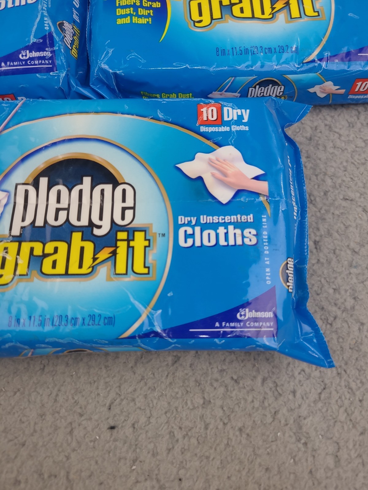 7x Pledge Grab It Dry Unscented Cloths – 10 Dry 8 in x 11.5 in Disposable Cloths