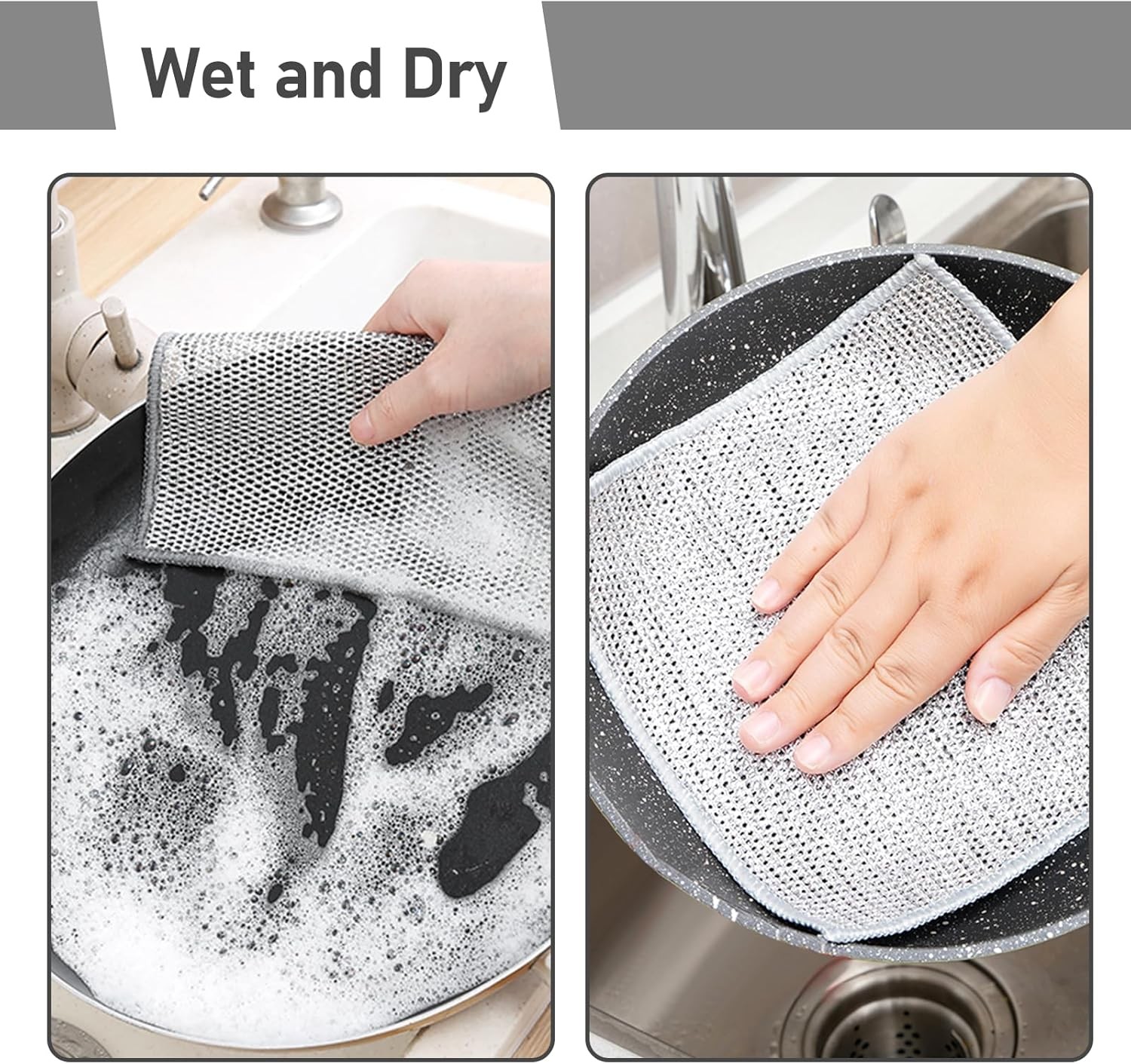 12Pcs Microfiber Wire Dishwashing Rag Non Scratch Cleaning Cloth Household Tools