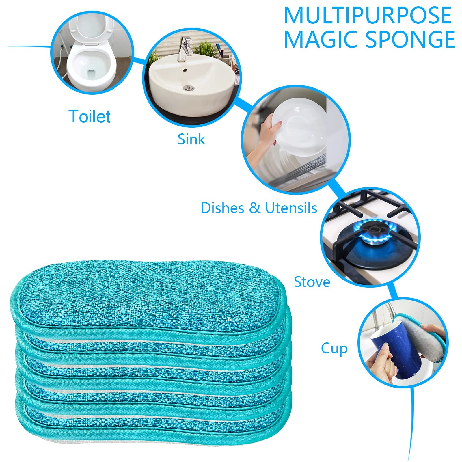 Kitchen Dish Sponge Scrubber Non Scratch Dishcloth No Odor Reusable Washable Mul