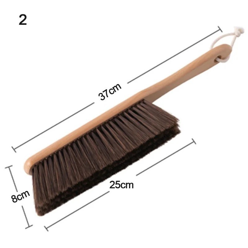 2Pcs Natural Wood Bristle Brush Anti-Static Dusting Bed Desk Cleaning Sweeper