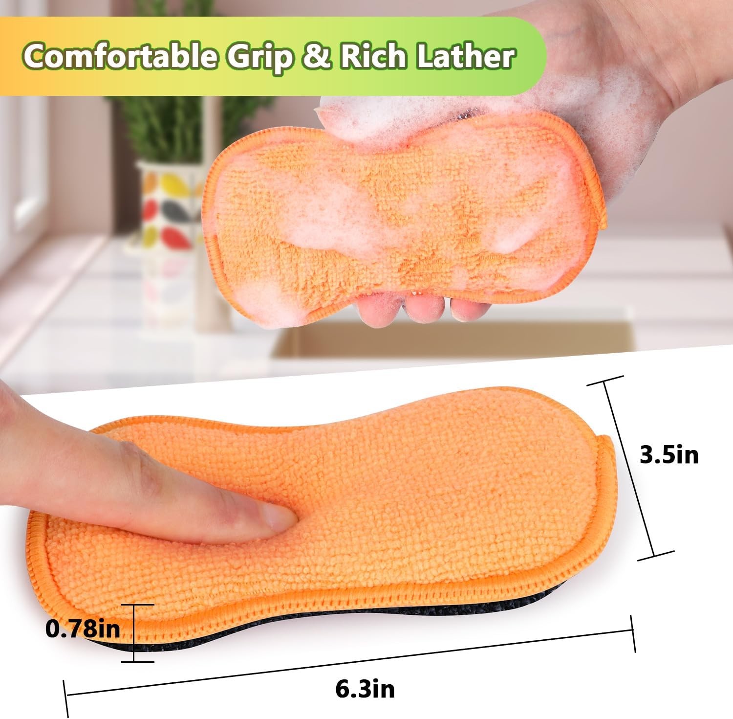 12Pack Dish Sponges Kitchen, Non-Scratch Microfiber Sponges for Cleaning,