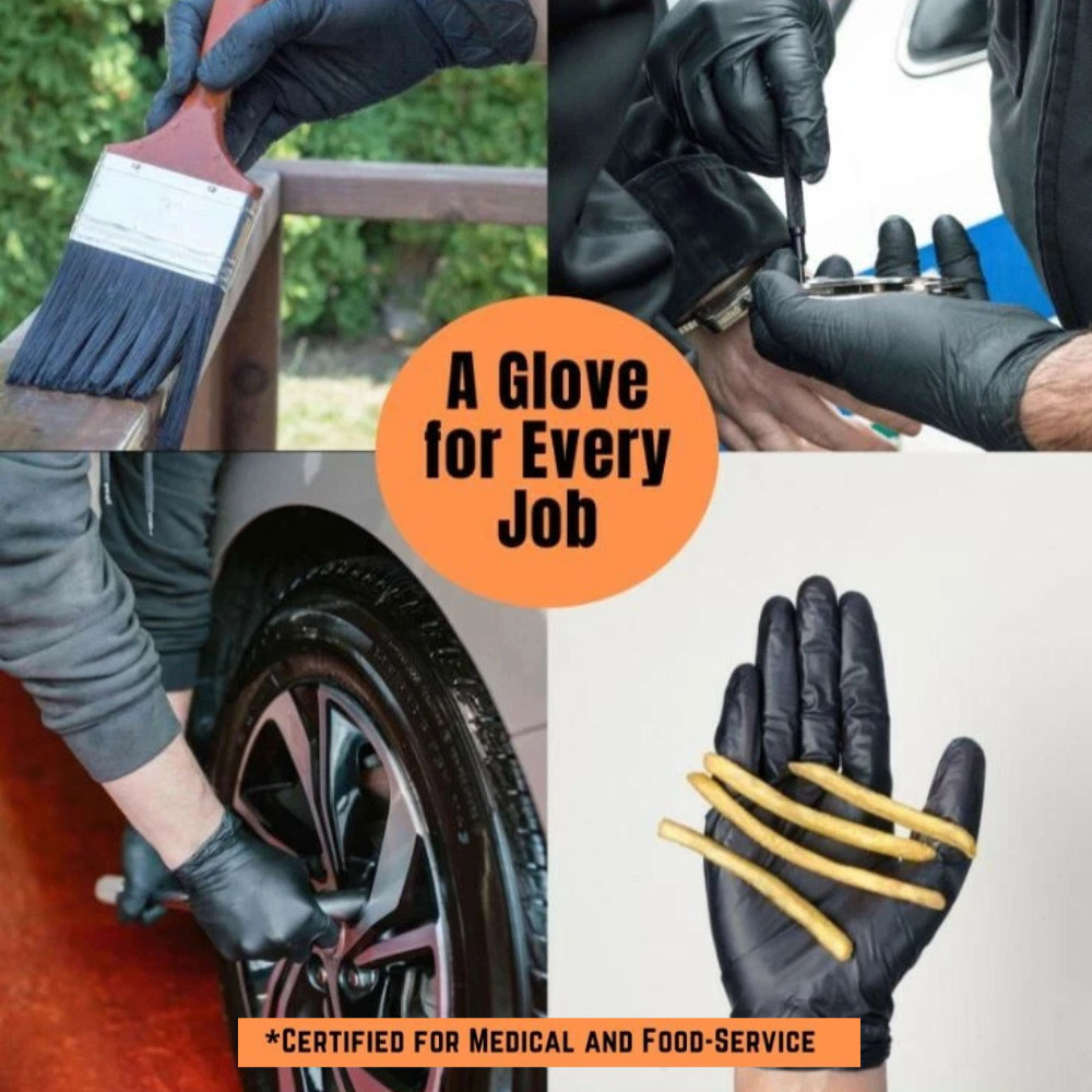 Advance Black Nitrile Exam Gloves 5 Mil Powder Free Latex Free Bulk 1000ct Glove