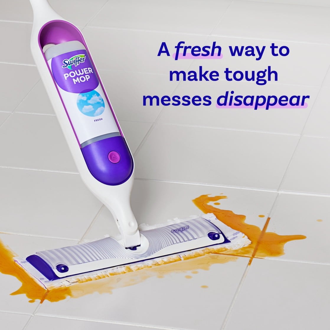 Swiffer Power Mop Refill Solution, Tile, Vinyl, Laminate, Wood, Floor Cleaner