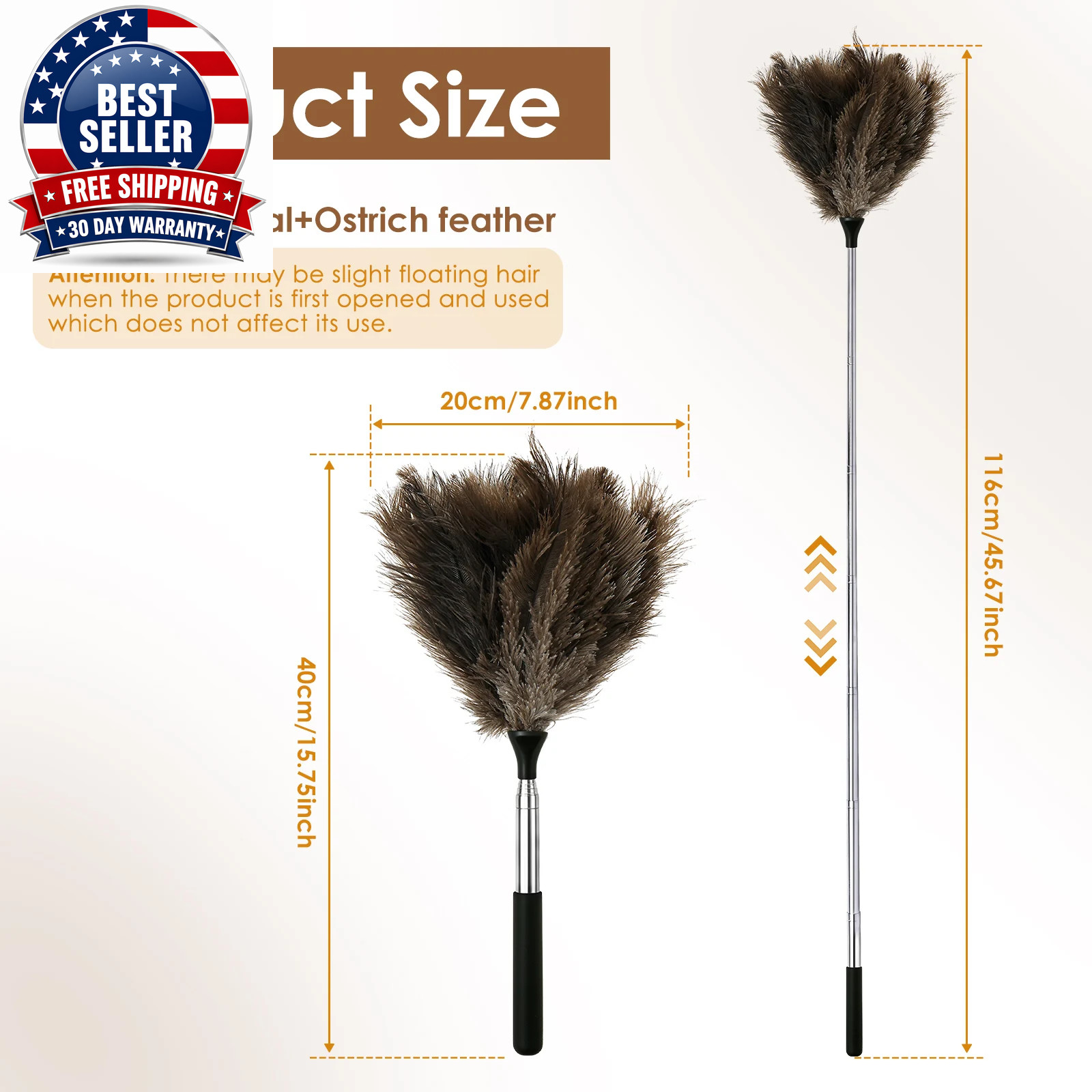 Feather Duster Ostrich Feather Duster with Extendable Metal Handle anti Static C