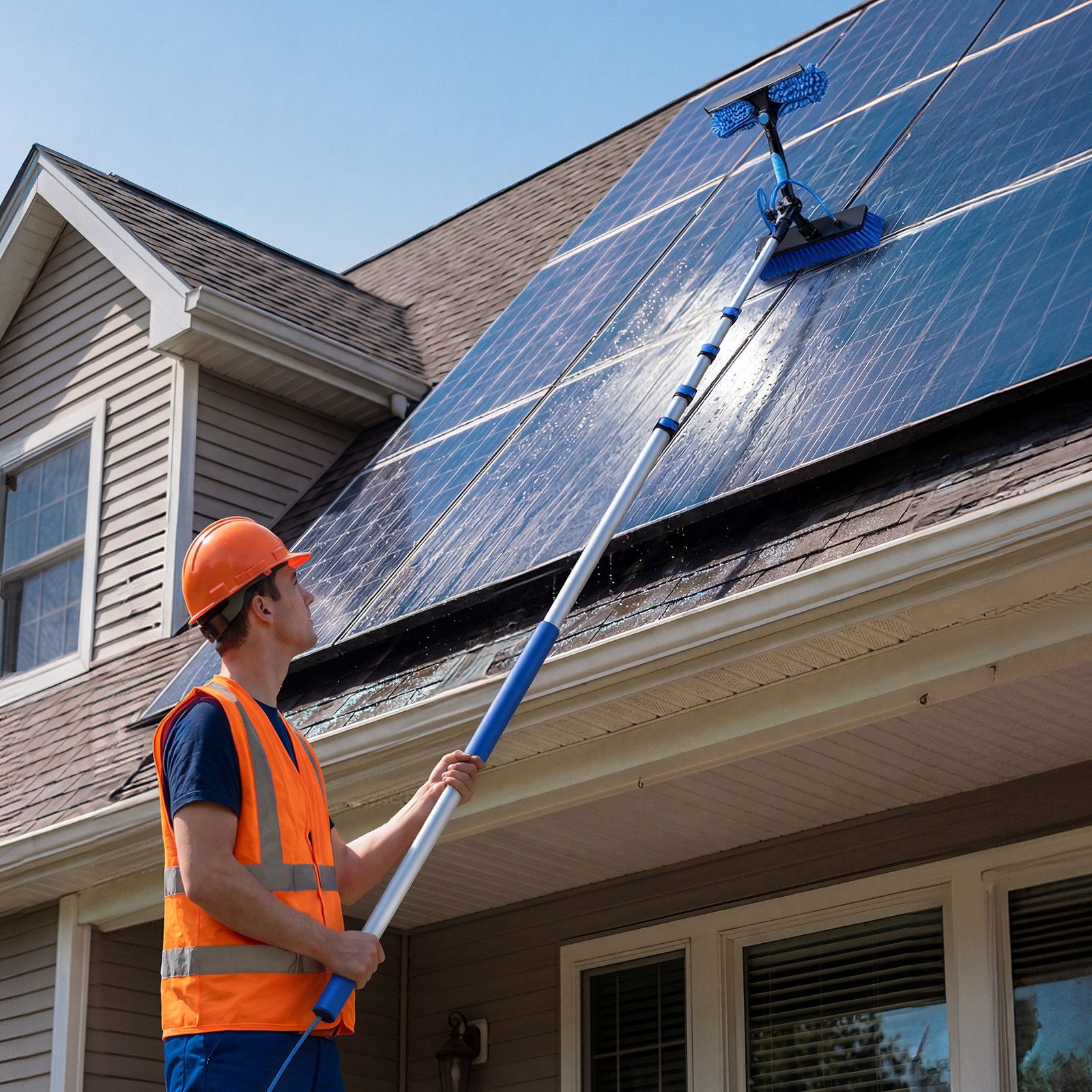 VEVOR Solar Panel Cleaning Kit Water Fed Pole Kit 24 ft Brush Soap Dispenser